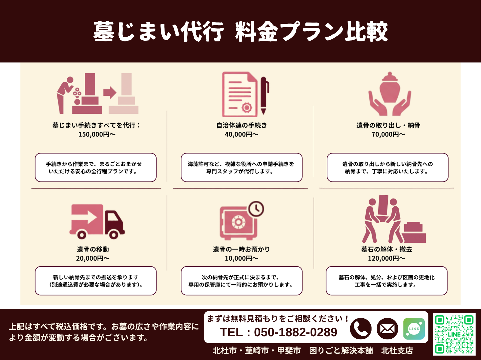 困りごと解決本舗墓じまい代行サービス料金表